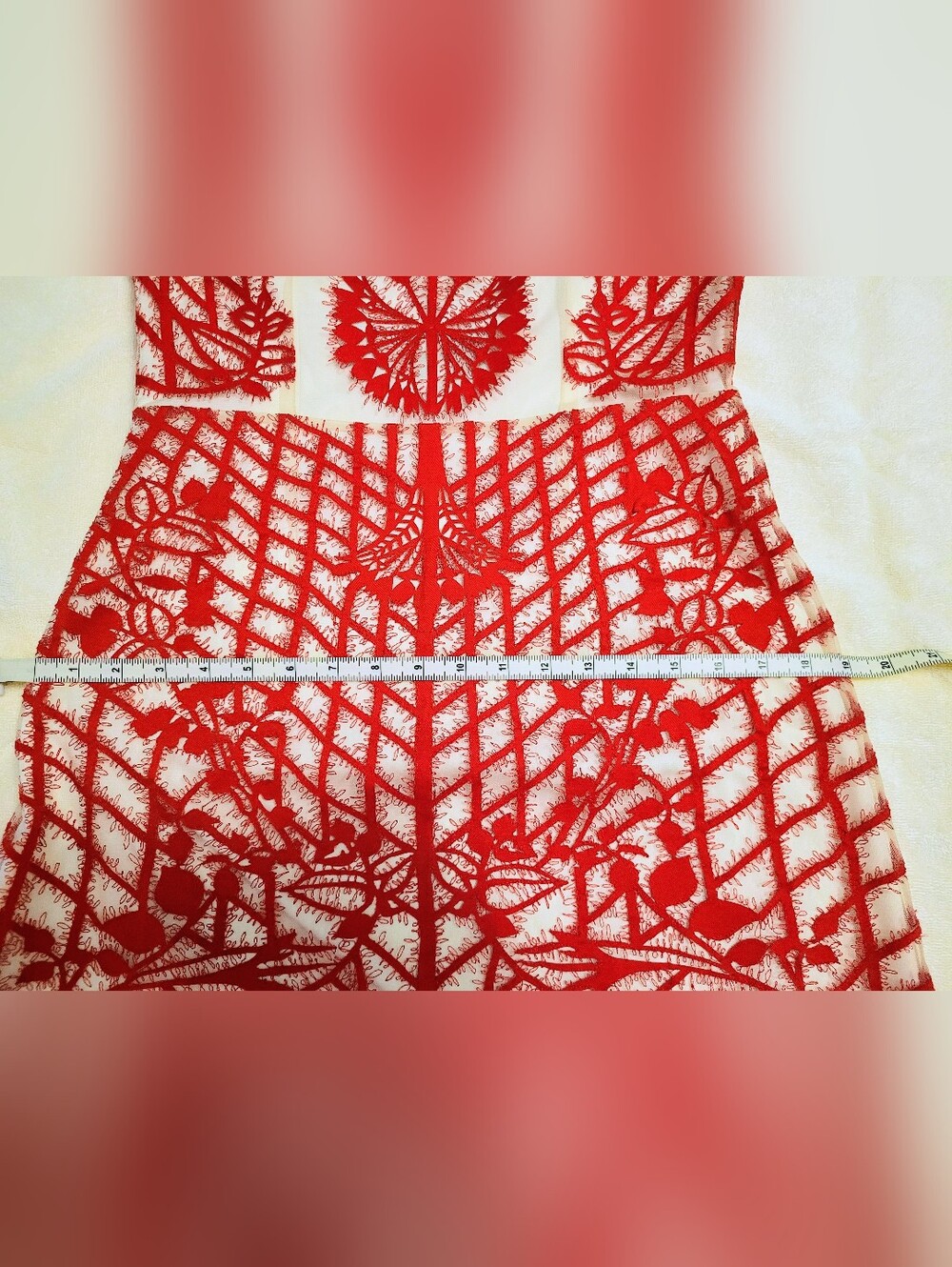 Anthropologie Geisha Designs Sugared Ruby Sheath Red & White Dress, Size 10 - Picture 15 of 16